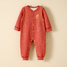 Baby Plus Velvet Warm Clothing Dralon Fever (Option: Orange-80cm)