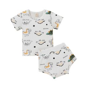 Children's Printed Shorts Two-piece Set (Option: White-90cm)