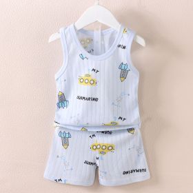 Fashion Children's Sleeveless Vest Shorts Set (Option: Blue Rocket-80cm)