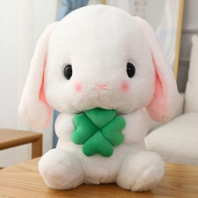 Long Ears Rabbit Radish Little White Rabbit Doll Pillow (Option: White Four Leaf Clover-32cm)