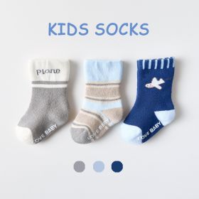 Cotton Children's Socks Terry-loop Hosiery (Option: Small Plane-1to3 Years Old)