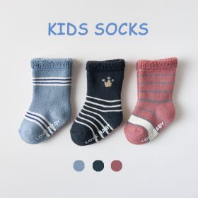 Cotton Children's Socks Terry-loop Hosiery (Option: Crown Stripes-3to5 Years Old)