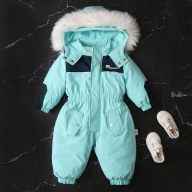 Fashion Winter New Children's Jumpsuit (Option: Two Way Zipper Lake Blue-110cm)